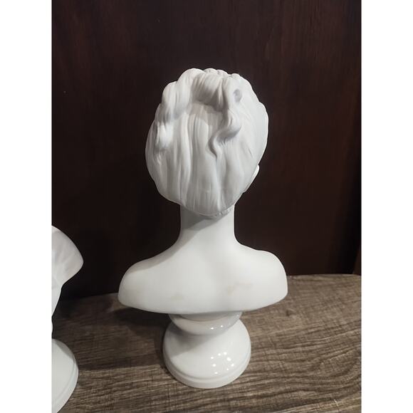 Pair Busts Girl Woman Andrea by Sadek Sculptures Made In Japan White Lot of 2 - Picture 4 of 12